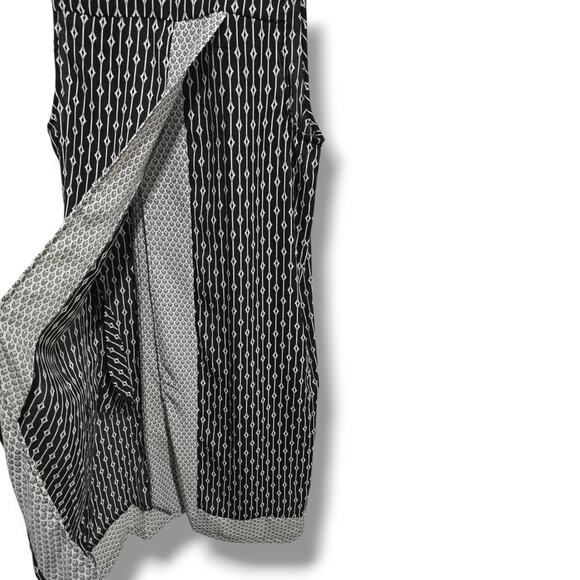 Chelsea & Theodore Women’s Black & White Geometric Open Front Long Vest – Size L - Picture 4 of 9